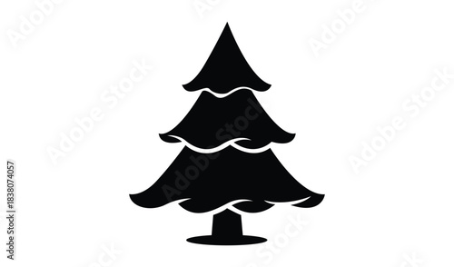 Simple black silhouette of a pine tree on a white background