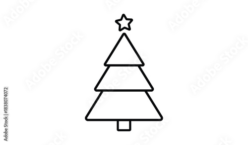 Simple line art christmas tree with star ornament