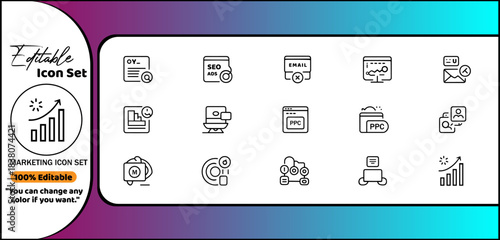 Ultimate Digital Marketing Icon Set – 25 Solid Vector Symbols for SEO, Content, Websites, Social Media, Sales & Online Advertising.
