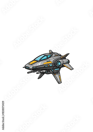 Sleek sci-fi shuttle with yellow accents — futuristic transport illustration