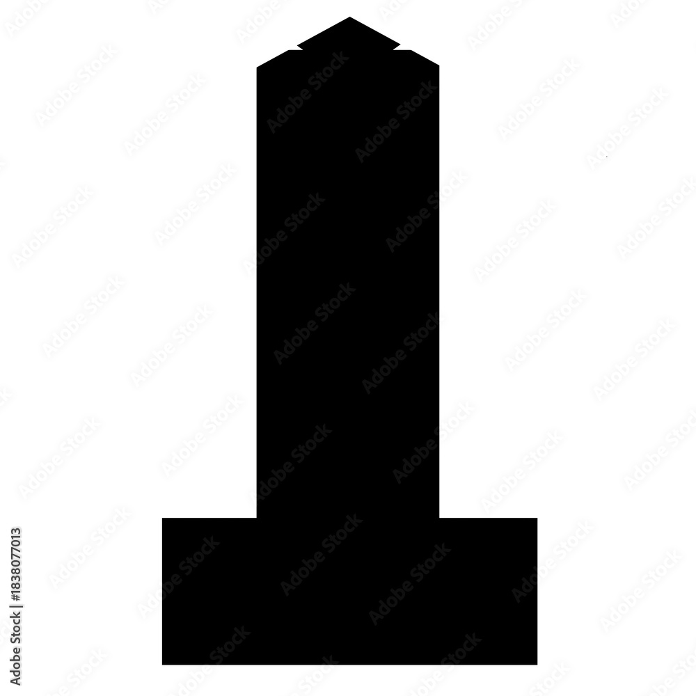 Obraz premium A stark black silhouette of a tall pointed obelisk or monument against a white background