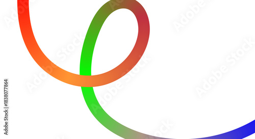Abstract colorful swirling line on white background