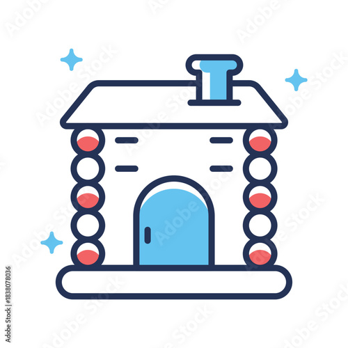 A captivating landscape design of snow house, hand drawn icon