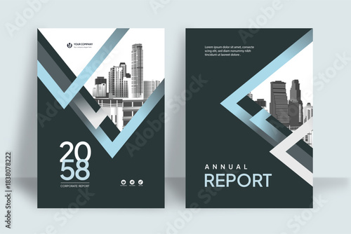 Business Report Cover Template – Blue Geometric Layout (A4)