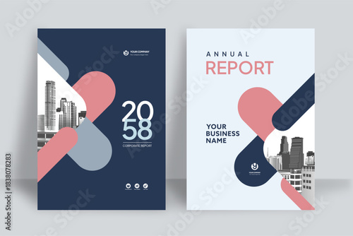 Business Report Cover Template – Pink Geometric Layout (A4)