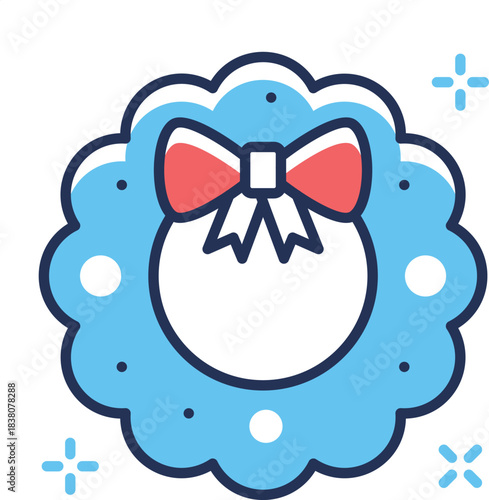 Creatively designed amazing flat outline icon of christmas wreath