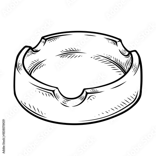ashtray vector illustration with line art hand drawn