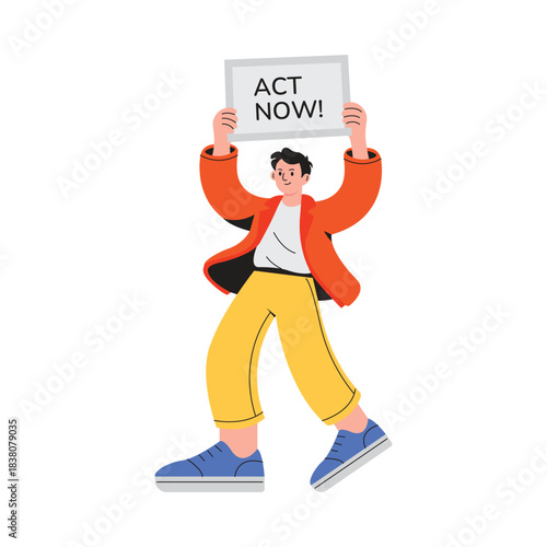 Climate Protest Vector Flat Illustration EPS 10 file