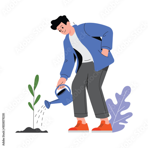 Tree Planting Vector Flat Illustration EPS 10 file
