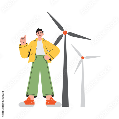 Wind Power Vector Flat Illustration EPS 10 file