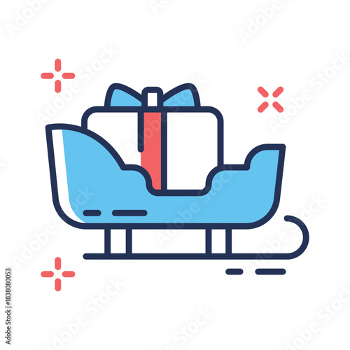 Take your hands on this amazing flat outline icon of santa sleigh