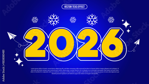 Happy New Year 2026 Celebration with Snowflakes and Stars