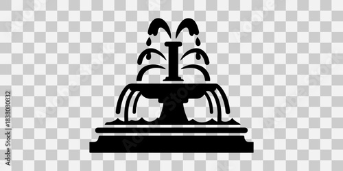 Classic garden fountain icon with splashing water design vector
