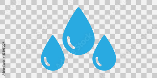 Three blue water drops dripping; pure liquid clean concept icon