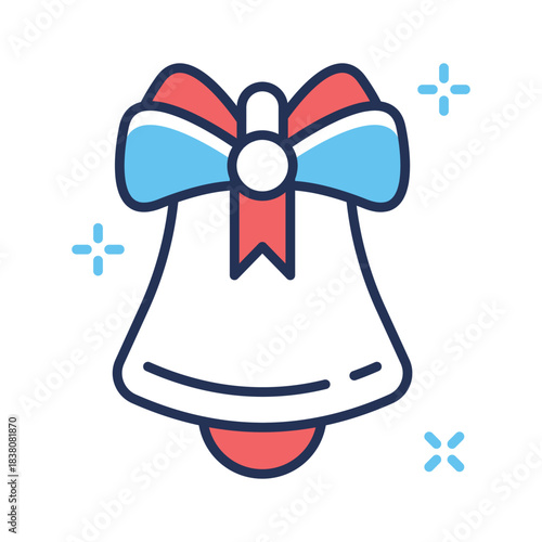 Grab this amazing flat outline icon of christmas bell, ready to use vector
