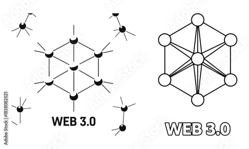Web 3.0 decentralized network concept icons illustrating blockchain technology