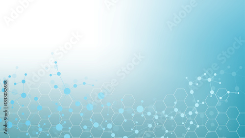 Structure molecule and communication Dna, atom, neurons. Science concept for your design. Connected lines with dots. Medical, technology, chemistry, science background. illustration.