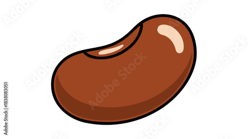 A Single Brown Kidney Bean Isolated on a Black Background with Subtle Highlights Reflecting Light on its Smooth Surface a Simple Healthy Food Ingredient