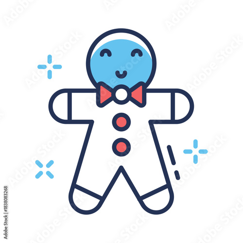 Gingerbread man cookie flat outline vector design in modern style