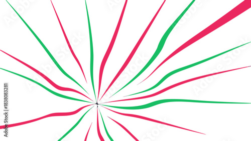 Abstract Burst of Red and Green Streaks Against a Black Background Illustrating Dynamic Movement and Energy
