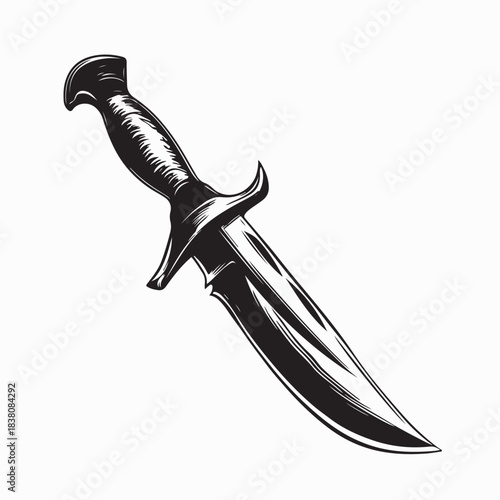 Hunting Knives and Black Machete Vector Art Isolated on White Background