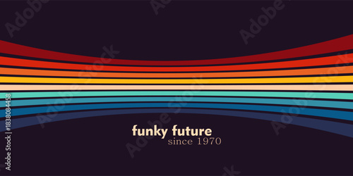 Abstract 1970's background design in futuristic retro style with colorful lines. Vector illustration eps10.