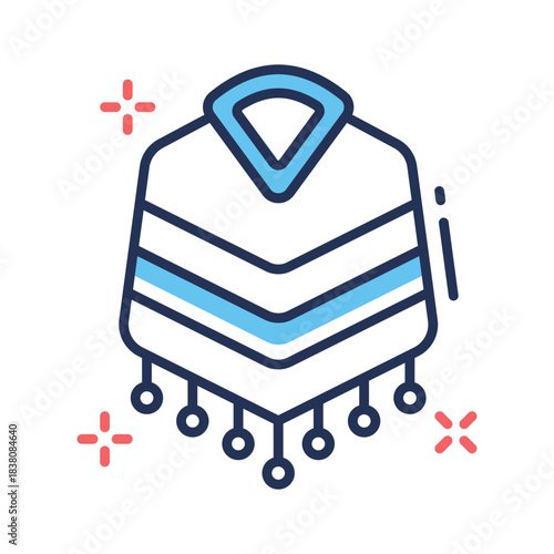 Here is a modern flat outline icon of poncho in trendy style