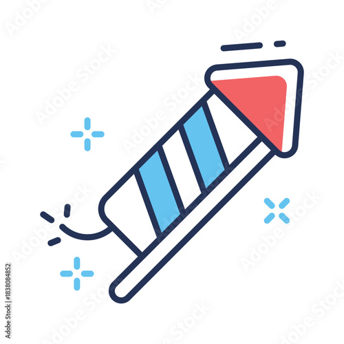 Foto Icon of festive rocket, celebrating events with colorful explosions