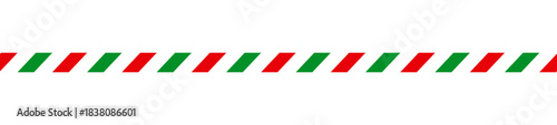 Christmas border line. Candy cane pattern. Merry Christmas card elements for decoration. New Year ribbon with red, green and white stripes