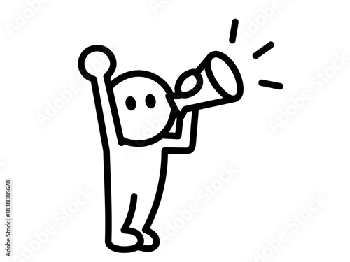 メガホンで呼びかける人物のピクトグラム