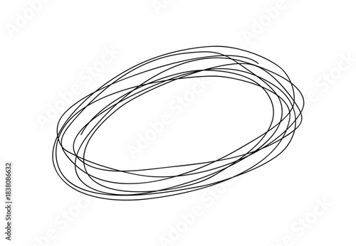 Hand drawn line circles, oval doodle lines