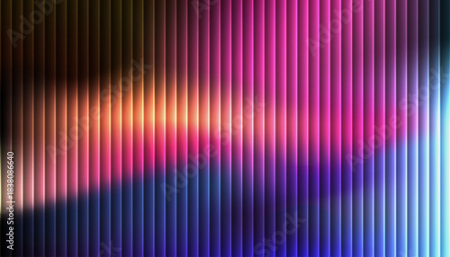 Ripple gradient glass background, ribbed fractal glass texture in deep violet, orange and blue, cinematic distortion texture