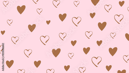 Gold heart pattern, hearts background, romantic design backdrop
