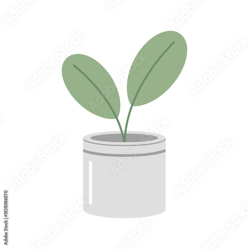 Delicate sprout illustration in a minimalist design pot fostering botanical growth and serenity