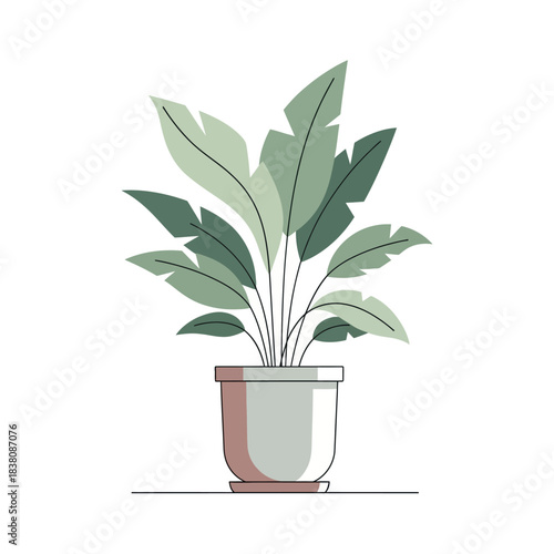 Stylized potted plant illustration providing a decorative and minimalist touch to interiors