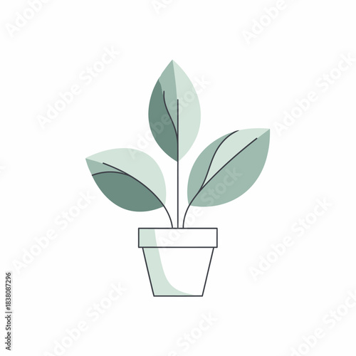 Minimalistic depiction of a potted plant conveying tranquility and organic aesthetic simplicity