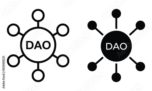 Decentralized autonomous organization (dao) blockchain network icons concept.