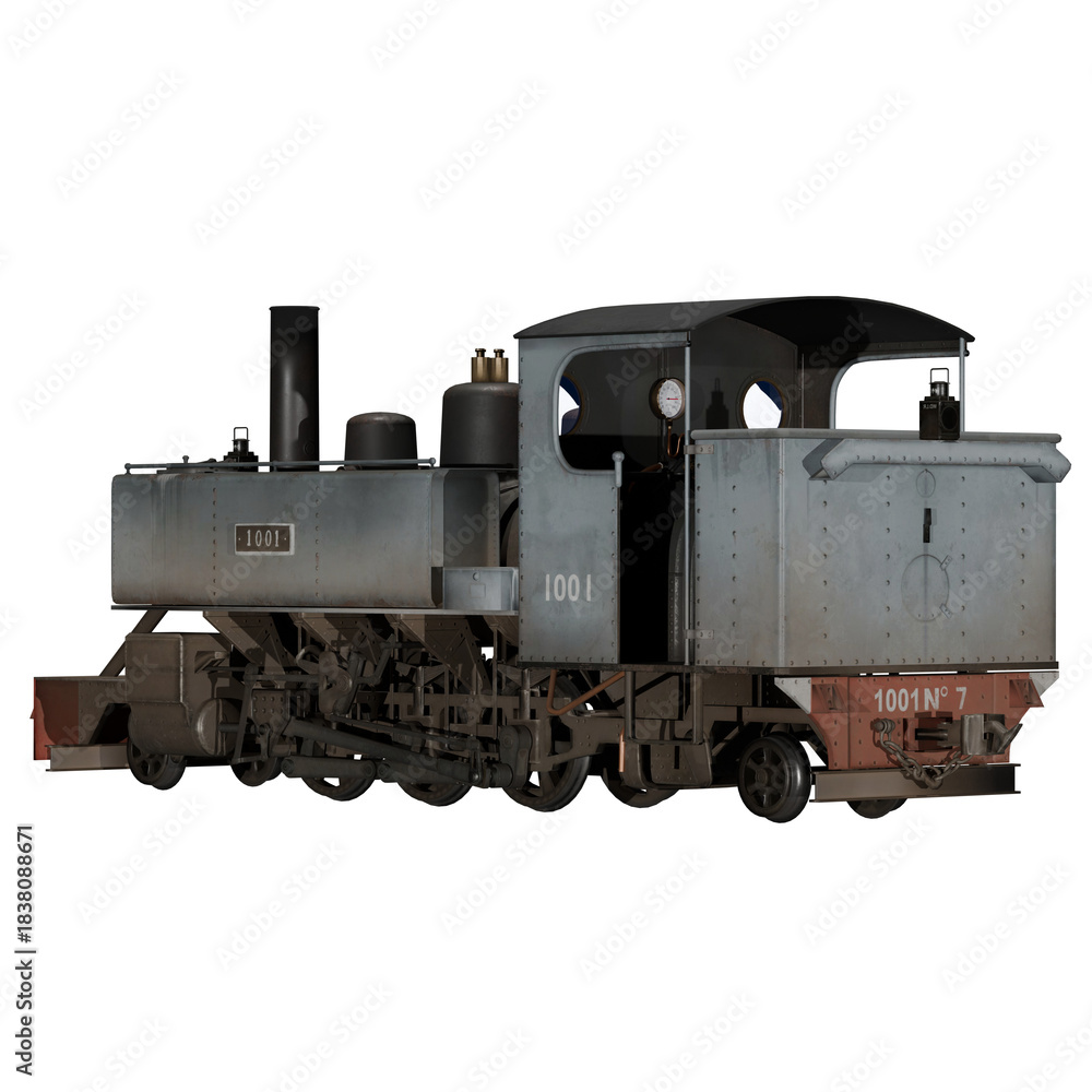 Obraz premium Old trench locomotive with industrial steel design, vintage wartime machinery, detailed metal texture, and rustic mechanical components