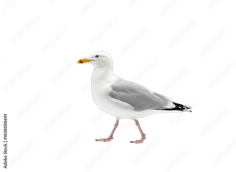 Obraz premium Seagull Walking on White Background
