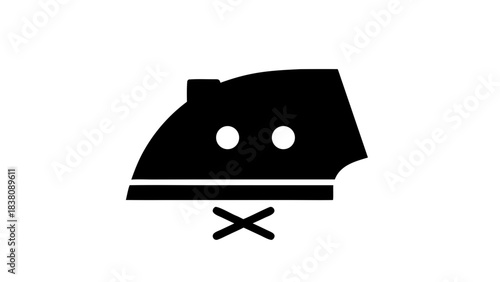 Black iron symbol on a white background indicating do not iron or steam instruction laundry care symbol illustration