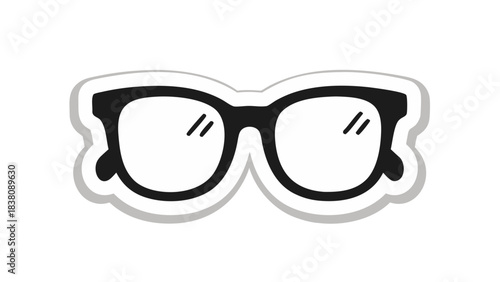 Black Framed Eyeglasses On A White Background With A Shadow