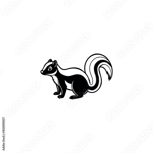 Charming line art illustration of a skunk in a playful pose perfect for nature themed designs