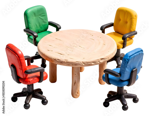 Meeting table 3D illustration, isolated on transparent background, png