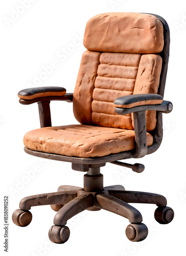 Office chair 3D illustration, isolated on transparent background, png