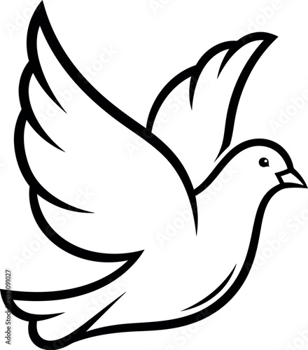Simple outline drawing of a dove in flight