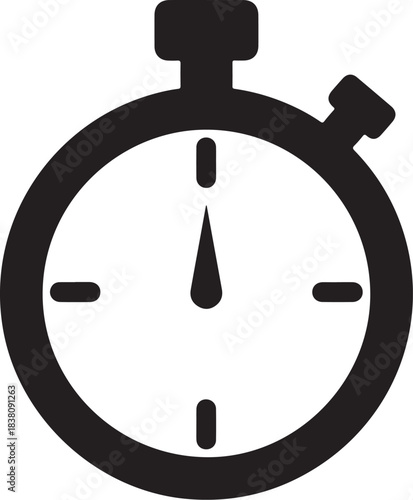 Stopwatch icon silhouette for timekeeping timer clock