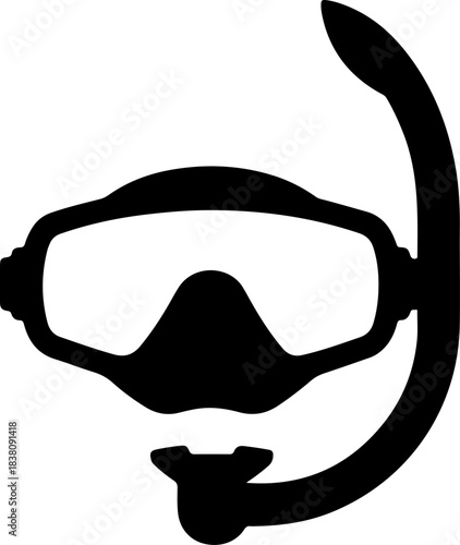 Snorkeling mask and tube silhouette vector illustration