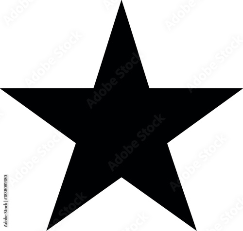 Bold black five pointed star silhouette against white background