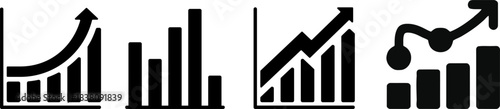 Growth vector icon. Graph or diagram with arrow going up and down. Vector