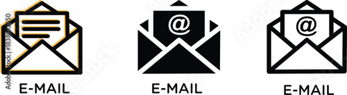 Mail icon set. email icon vector. E-mail icon.Mail symbol collection. Envelope icon line and silhouette style. Envelope, email message and mail buttons. Notification new message icons